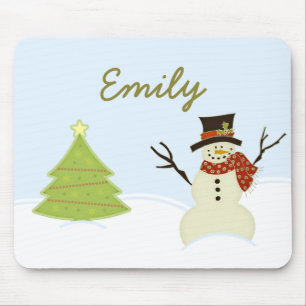 Alfombrilla De Ratón Mousepad, Navidades de Snowman y árboles