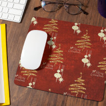 Mousepad navideño rojo y dorado