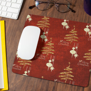 Alfombrilla De Ratón Mousepad navideño rojo y dorado