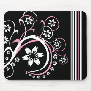 Alfombrilla De Ratón Mousepad Negro, Blanco Y Rosa