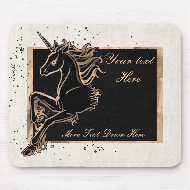 Alfombrilla De Ratón Mousepad negro de unicornio (Frente)