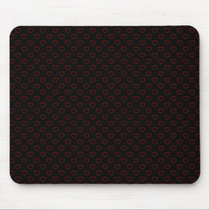 Alfombrilla De Ratón Mousepad Negro Pitch Con Corazones Rojos