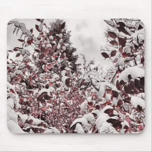 Alfombrilla De Ratón Mousepad Nieve Fresca Sobre Hojas Rojas