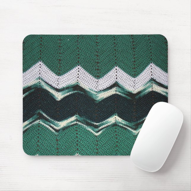 Alfombrilla De Ratón Mousepad - Patrón Chevron en Verdes (Con ratón)