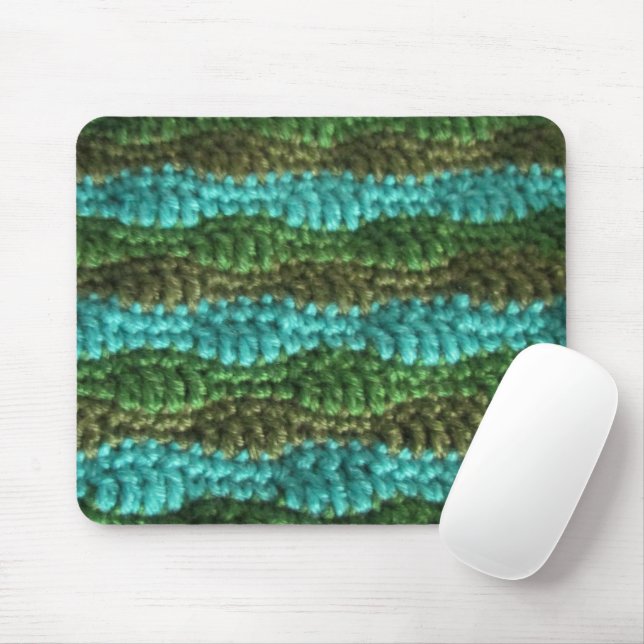 Alfombrilla De Ratón Mousepad - Patrón de ondas en los verdes (Con ratón)