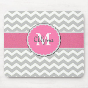 Alfombrilla De Ratón Mousepad personalizado Chevron gris rosado