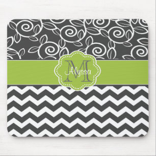 Alfombrilla De Ratón Mousepad personalizado Chevron gris y verde