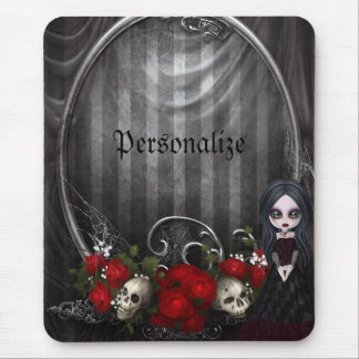 Alfombrilla De Ratón Mousepad personalizado - chica, cráneos y rosas