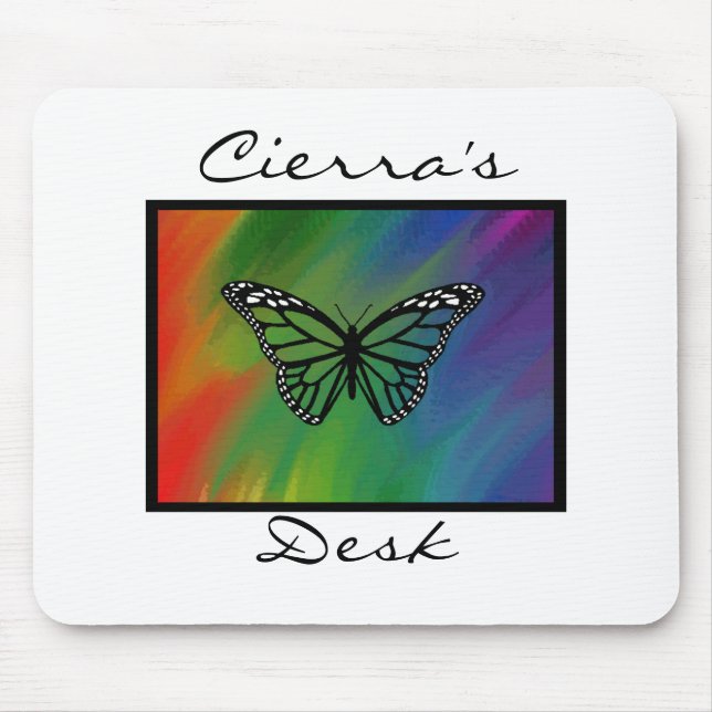 Alfombrilla De Ratón Mousepad personalizado con mariposa arcoiris (Frente)