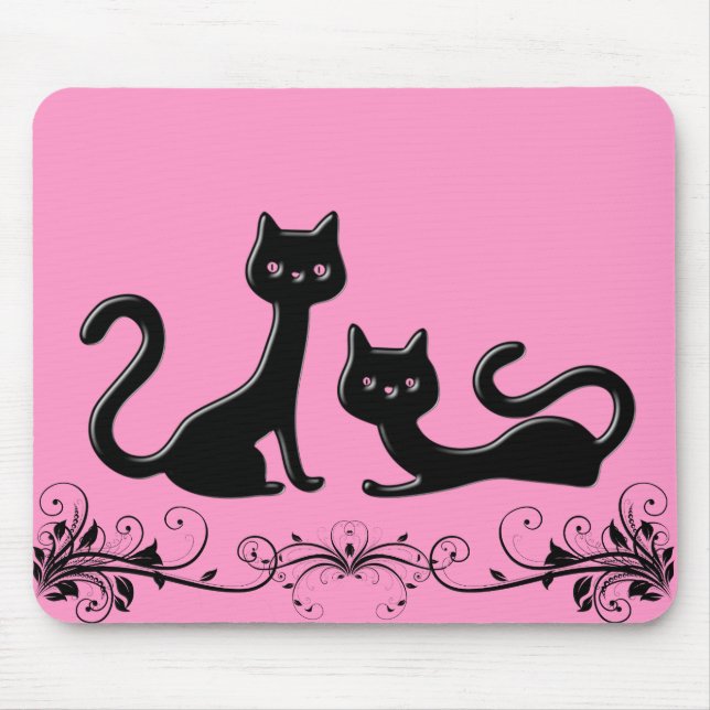 Alfombrilla De Ratón Mousepad Personalizado de gatitos negros (Frente)