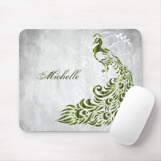 Alfombrilla De Ratón Mousepad personalizado de pavo real verde (Con ratón)