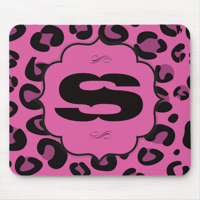 Alfombrilla De Ratón Mousepad personalizado del leopardo negro rosa Che (Frente)