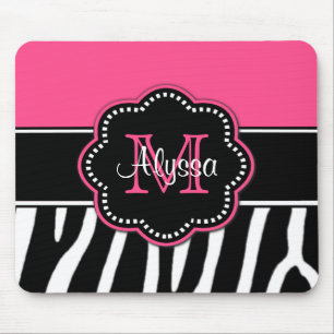 Alfombrilla De Ratón Mousepad personalizado estampado de zebra rosado