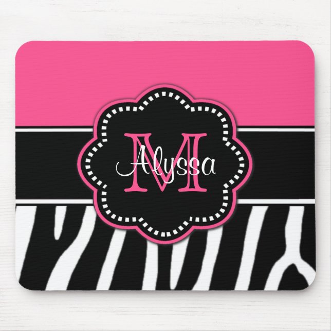 Alfombrilla De Ratón Mousepad personalizado estampado de zebra rosado (Frente)