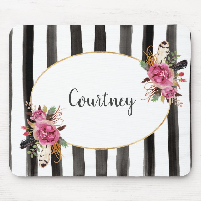 Alfombrilla De Ratón Mousepad personalizado floral de la acuarela (Frente)