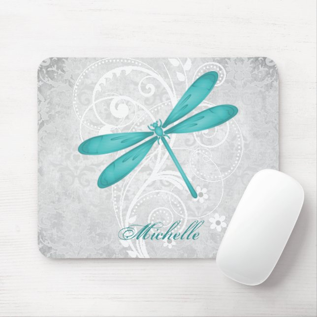 Alfombrilla De Ratón Mousepad personalizado verde azulado de la libélul (Con ratón)