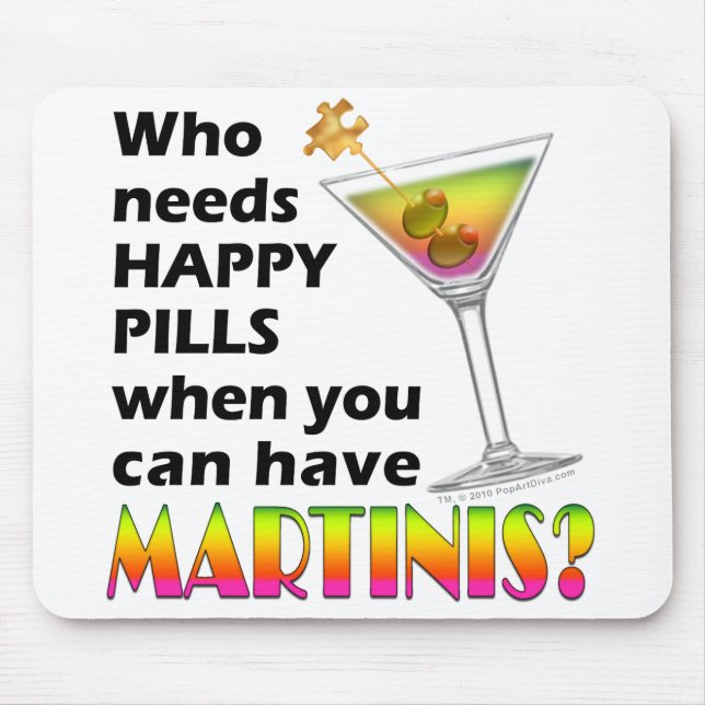 Alfombrilla De Ratón Mousepad - píldoras felices de los martinis v. (Frente)