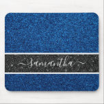 Alfombrilla De Ratón Mousepad, Purpurina azul<br><div class="desc">Una elegante almohadilla de ratón purpurina azul con una banda purpurina negra. Personalízalo con tu nombre,  diseñado para ti por Blackberry Boulevard.</div>