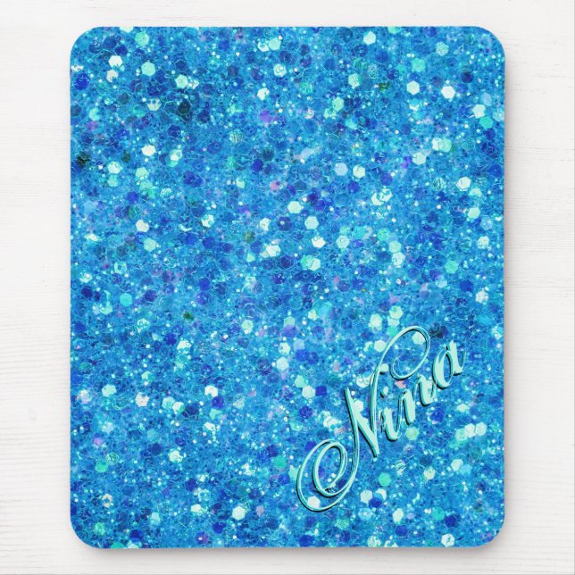Alfombrilla De Ratón Mousepad, Purpurina azul (Frente)