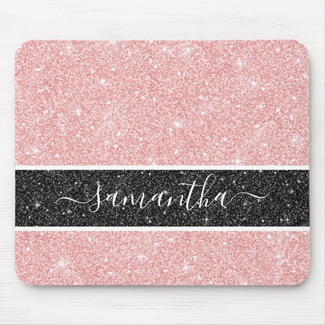 Alfombrilla De Ratón Mousepad, Purpurina rosado Girly (Frente)