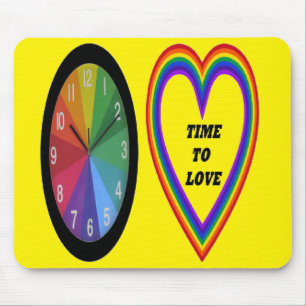 Alfombrilla De Ratón Mousepad Rainbow Clock con tiempo para amar
