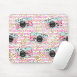Alfombrilla De Ratón Mousepad rayado rosa y blanco