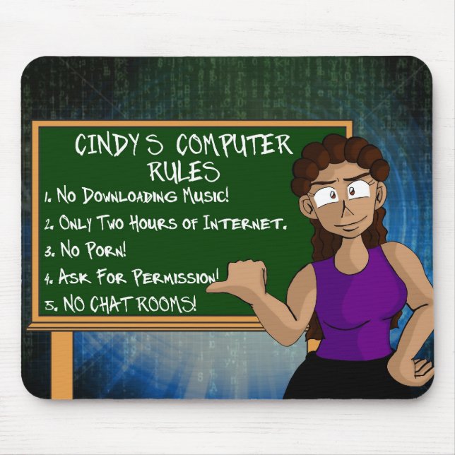 Alfombrilla De Ratón Mousepad: Reglas del ordenador de Cindy (Frente)