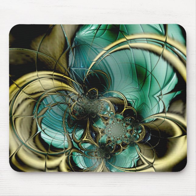 Alfombrilla De Ratón Mousepad Resumen Arte Metalizado Oro Vidrio Verde  (Frente)