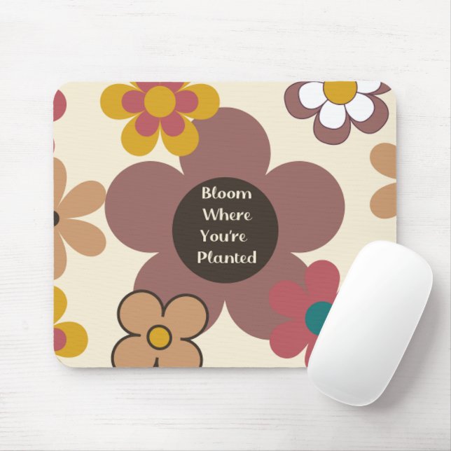 Alfombrilla De Ratón Mousepad retro "Bloom Where You are Planted" (Con ratón)