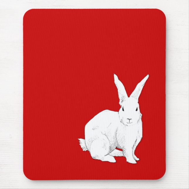 Alfombrilla De Ratón Mousepad rojo conejo (Frente)