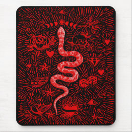 Alfombrilla De Ratón Mousepad rojo de serpiente mística