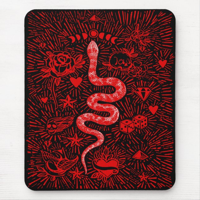 Alfombrilla De Ratón Mousepad rojo de serpiente mística (Frente)