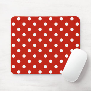 Alfombrilla De Ratón Mousepad Rojo Super Cute Con Puntos De Polka Blanc