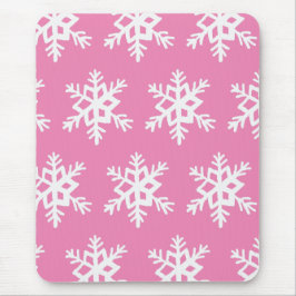 Alfombrilla De Ratón Mousepad rosa con copos de nieve