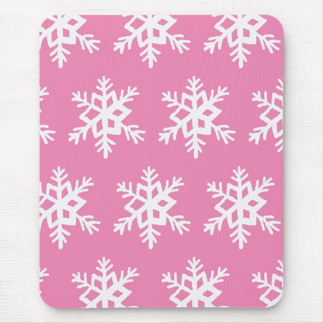 Alfombrilla De Ratón Mousepad rosa con copos de nieve (Frente)