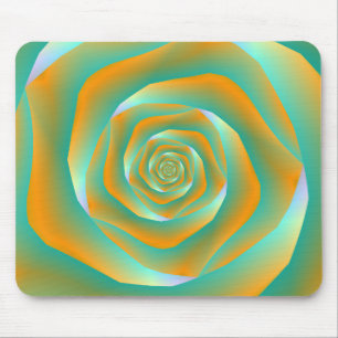 Alfombrilla De Ratón Mousepad, Rosa de espiral verde y naranja
