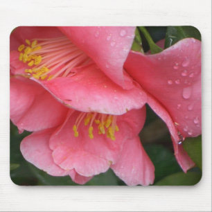 Alfombrilla De Ratón Mousepad rosado de la flor de Camelia del HACHA