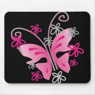Alfombrilla De Ratón mousepad rosado de la mariposa