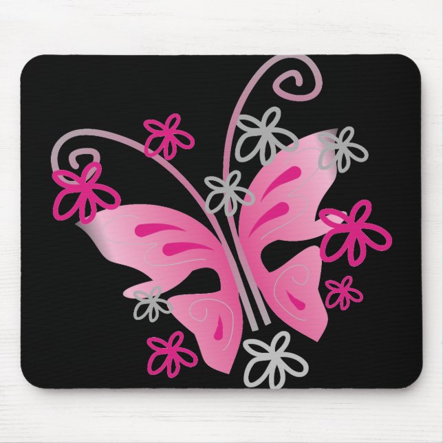 Alfombrilla De Ratón mousepad rosado de la mariposa (Frente)