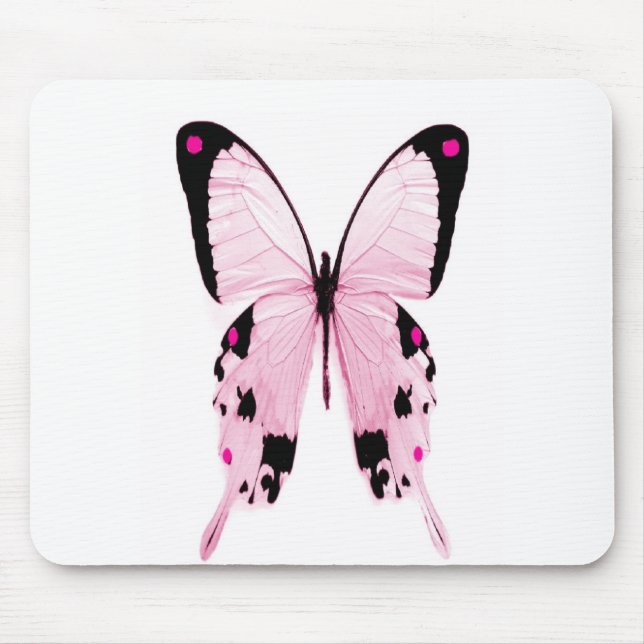 Alfombrilla De Ratón mousepad rosado y negro de la mariposa (Frente)