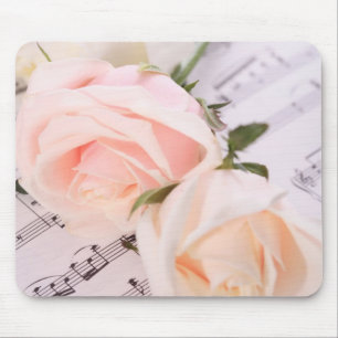 Alfombrilla De Ratón Mousepad, Rosas rosados boda y música ligera