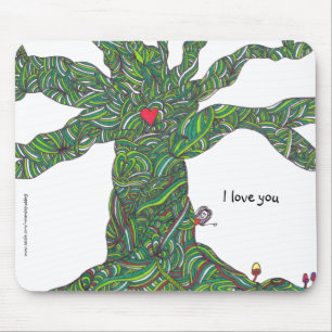Alfombrilla De Ratón Mousepad - te amo - árbol con el carácter