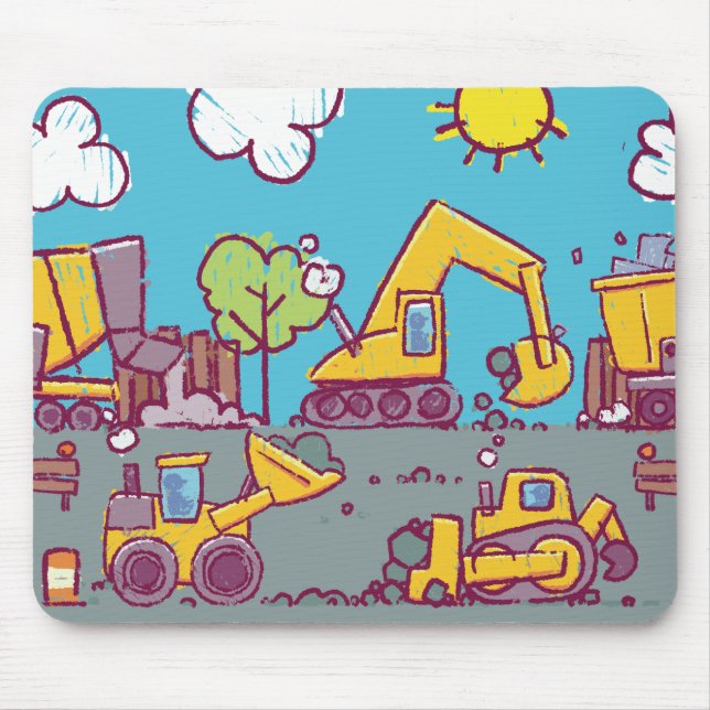 Alfombrilla De Ratón Mousepad temático de construcción para niños (Frente)