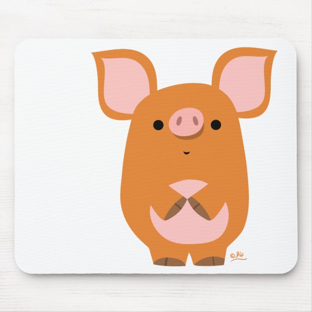 Alfombrilla De Ratón Mousepad tímido del cerdo del dibujo animado (Frente)