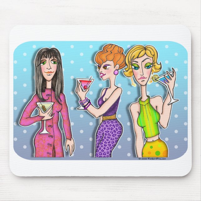 Alfombrilla De Ratón Mousepad - Tres Divas Martini (Frente)