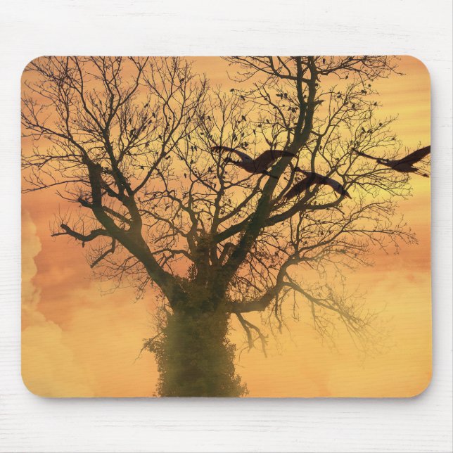 Alfombrilla De Ratón Mousepad Twisted Autumt Tree At Sunset (Frente)