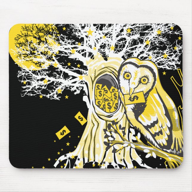 Alfombrilla De Ratón Mousepad – Urban Tree Owl & Wealth Surreal Pop-Art (Frente)