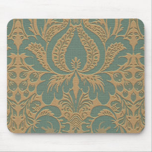Alfombrilla De Ratón Mousepad verde azulado de Damask Beige