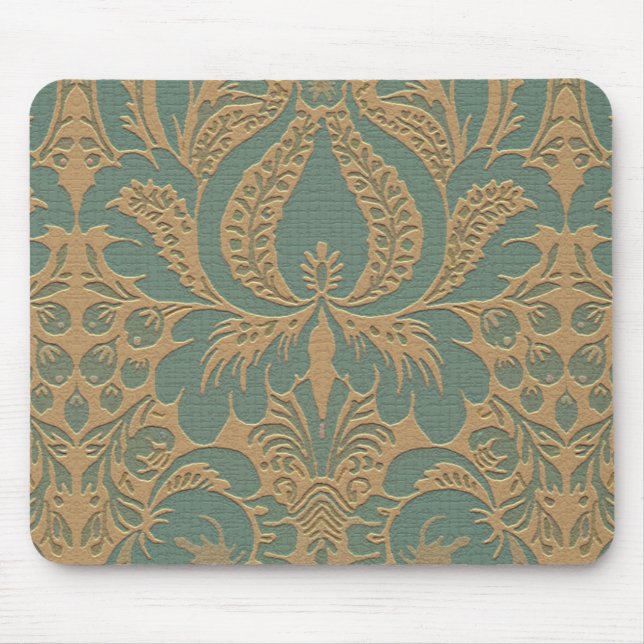 Alfombrilla De Ratón Mousepad verde azulado de Damask Beige (Frente)