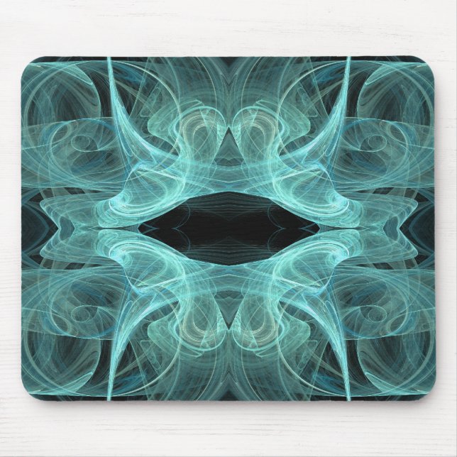 Alfombrilla De Ratón Mousepad verde azulado y negro fractal (Frente)